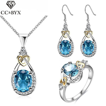 Blue Zircon Vintage Bridal Jewellery Set Cubic Zirconia Wedding Jewelry Set - The Jewellery Supermarket